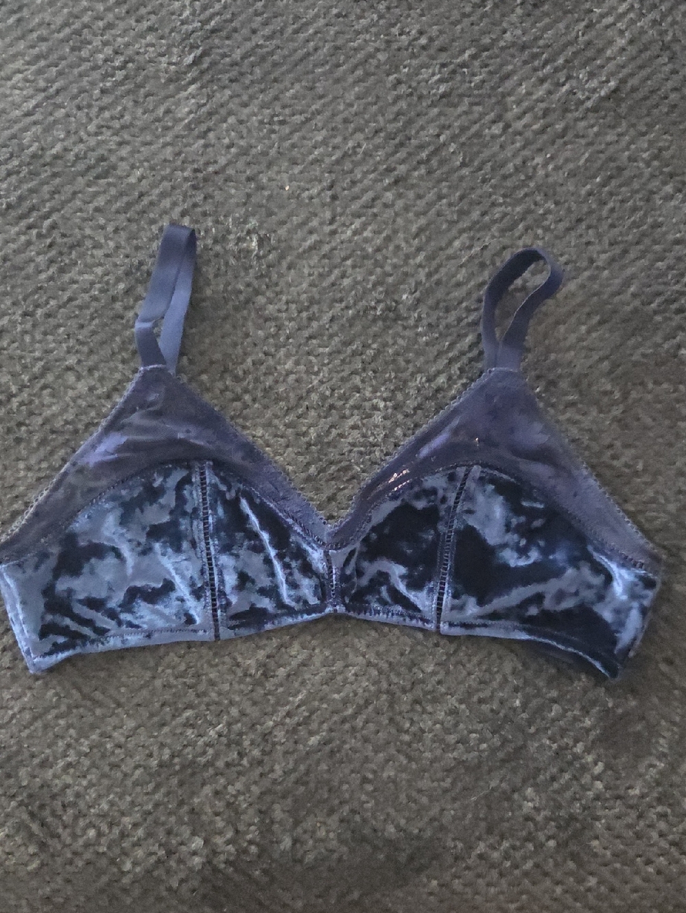 Velvet Wireless Bralette - Navy Size Large